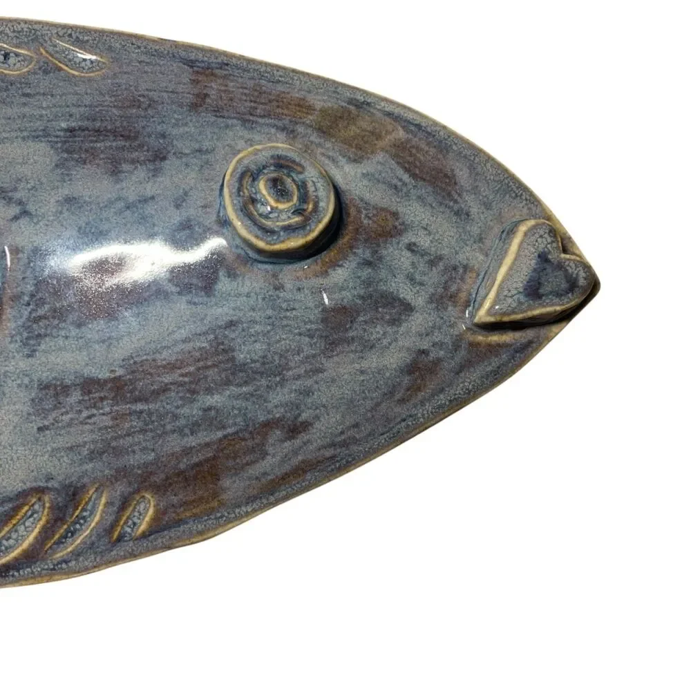 Coastal Studio Pottery Fish Wall Hanging Art Beach House Decor Ceramic Set of 2
